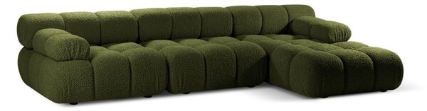 Zöld buklé moduláris sarokkanapé (jobb oldali) Bellis – Micadoni Home