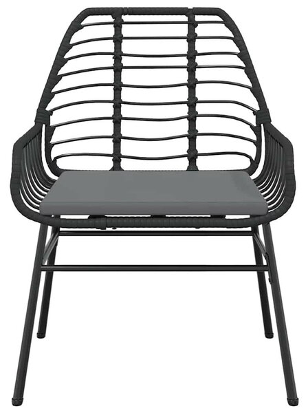 5 részes fekete polyrattan üveg kerti étkezőgarnitúra párnákkal