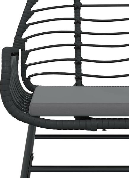 5 részes fekete polyrattan üveg kerti étkezőgarnitúra párnákkal