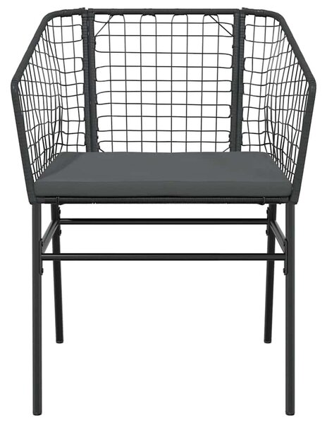 VidaXL 5 részes fekete polyrattan üveg kerti étkezőgarnitúra párnákkal