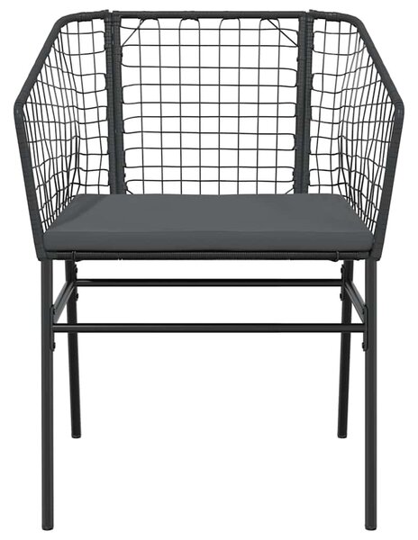 VidaXL 5 részes fekete polyrattan üveg kerti étkezőgarnitúra párnákkal