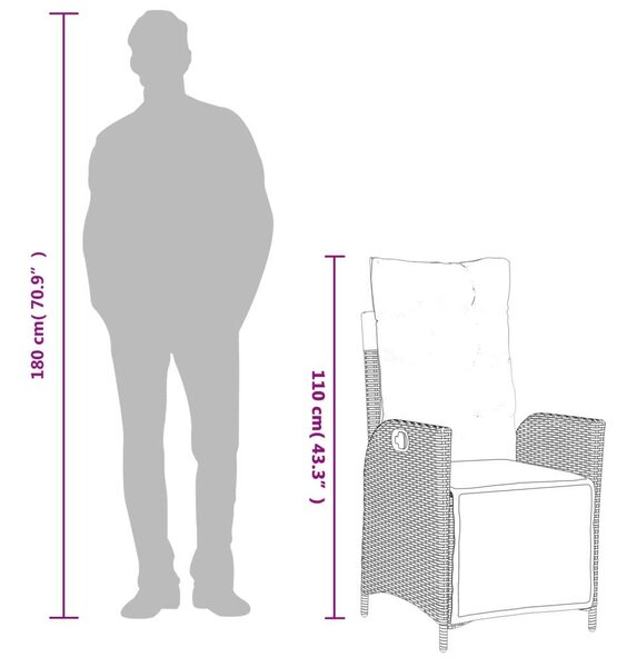 Polyrattan Kerti Étkezőgarnitúra - 9 részes