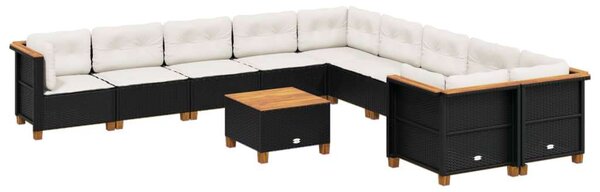 VidaXL Polyrattan Kerti Ülőgarnitúra - 11 részes - Fekete