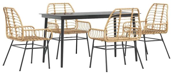 VidaXL 5 észes barna polyrattan üveg kerti étkezőgarnitúra