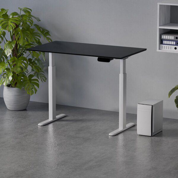 Profi elektromosan állítható magasságú íróasztal 120x67cm fekete | Dupla motor - Memória - USB - Nagy teherbírás | LVN System Control Pro