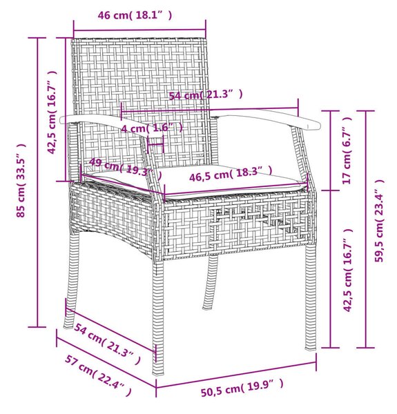 VidaXL Polyrattan Kerti Étkezőgarnitúra - 9 részes