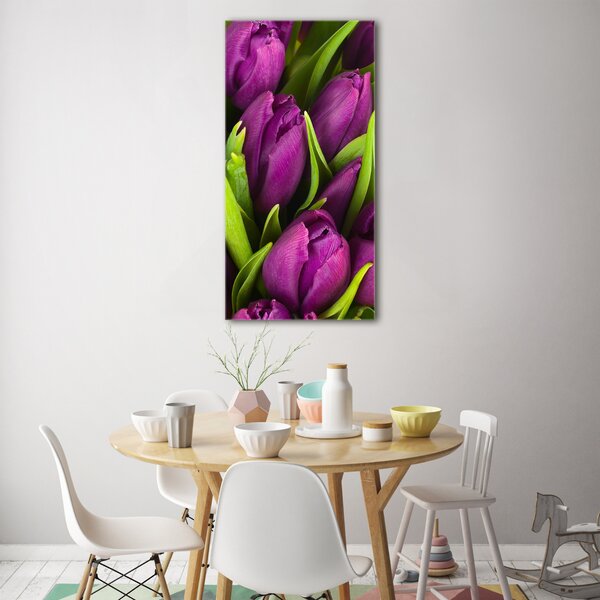 Egyedi üvegkép Lila tulipánok