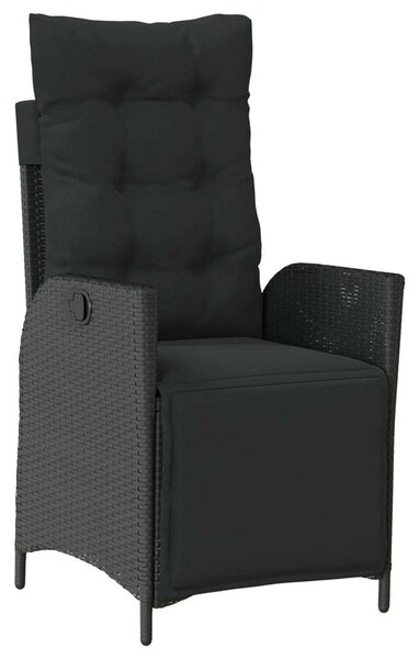 VidaXL 7 részes fekete polyrattan kerti étkezőgarnitúra párnával