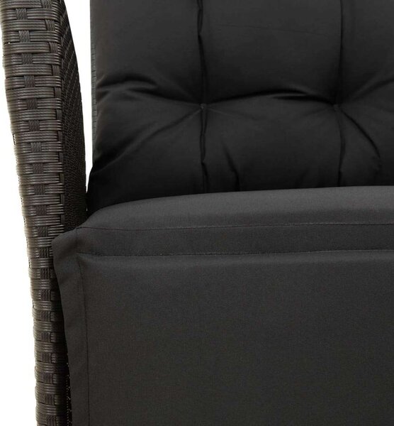 VidaXL 7 részes fekete polyrattan kerti étkezőgarnitúra párnával