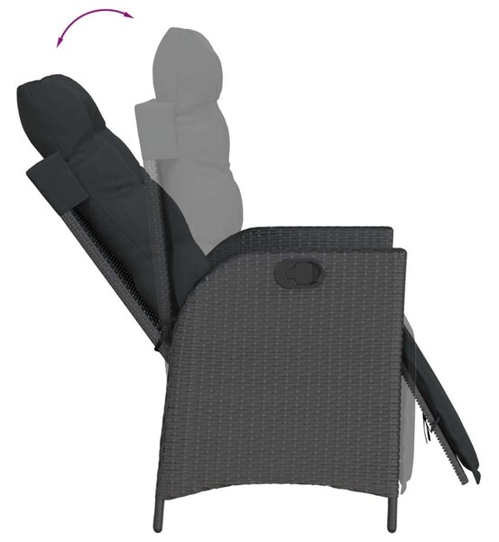 VidaXL 7 részes fekete polyrattan kerti étkezőgarnitúra párnával