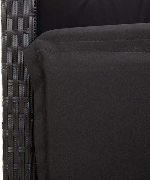 VidaXL 7 részes fekete polyrattan kerti étkezőgarnitúra párnával