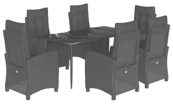 VidaXL 7 részes fekete polyrattan kerti étkezőgarnitúra párnával