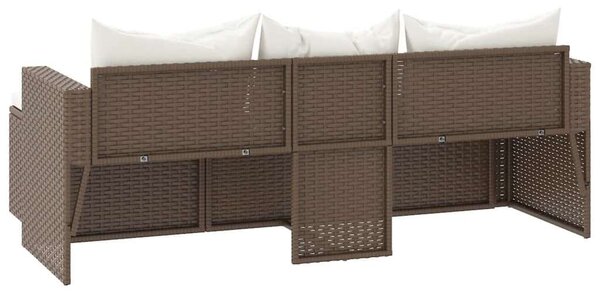 Polyrattan Kerti Ülőgarnitúra - 3 részes - Barna