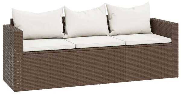 Polyrattan Kerti Ülőgarnitúra - 3 részes - Barna