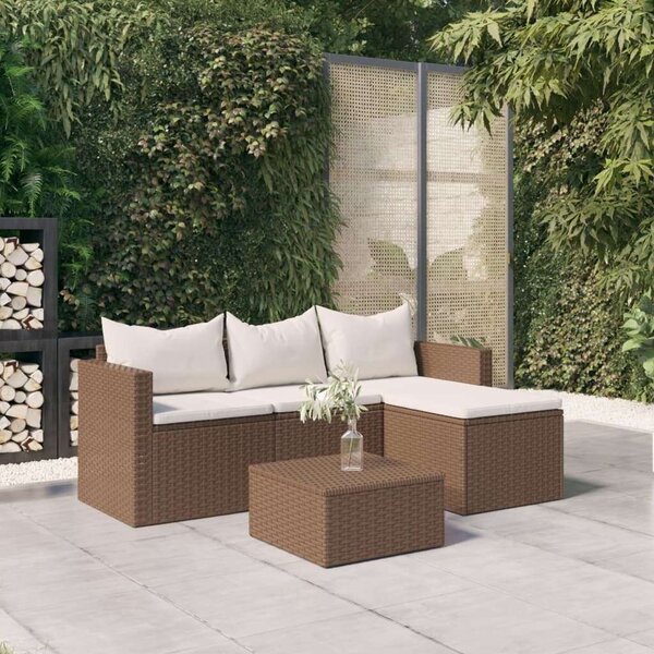 Polyrattan Kerti Ülőgarnitúra - 3 részes - Barna