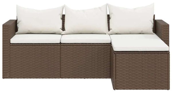 Polyrattan Kerti Ülőgarnitúra - 3 részes - Barna