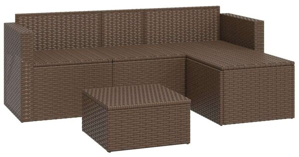 Polyrattan Kerti Ülőgarnitúra - 3 részes - Barna