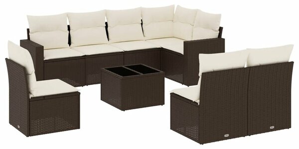 VidaXL 9 részes barna polyrattan kerti ülőgarnitúra párnákkal