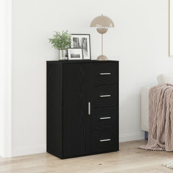 VidaXL Oldalszekrény Fekete Tölgy 60x31x84 cm Műgyanta Fából