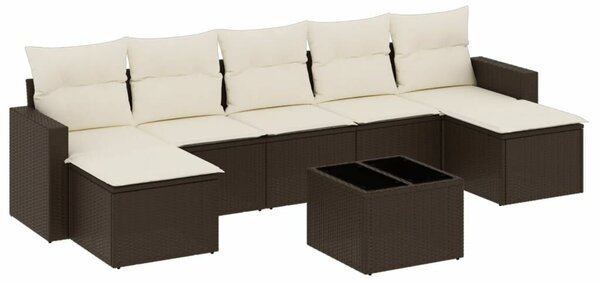 VidaXL 8 részes barna polyrattan kerti ülőgarnitúra párnákkal