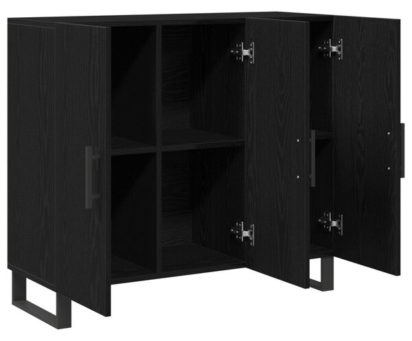 VidaXL 3 ajtós tálaló szekrény Fekete tölgy 90x34x80 cm Műgyanta