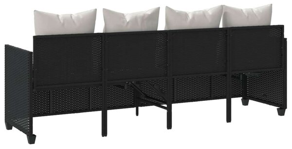 VidaXL fekete polyrattan napozóágy párnával