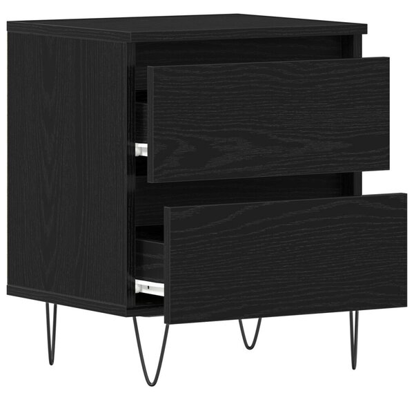 VidaXL Éjjeli szekrény 2 db fekete tölgy 40x35x50 cm összeszerelt fa