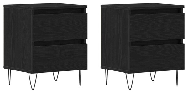 VidaXL Éjjeli szekrény 2 db fekete tölgy 40x35x50 cm összeszerelt fa