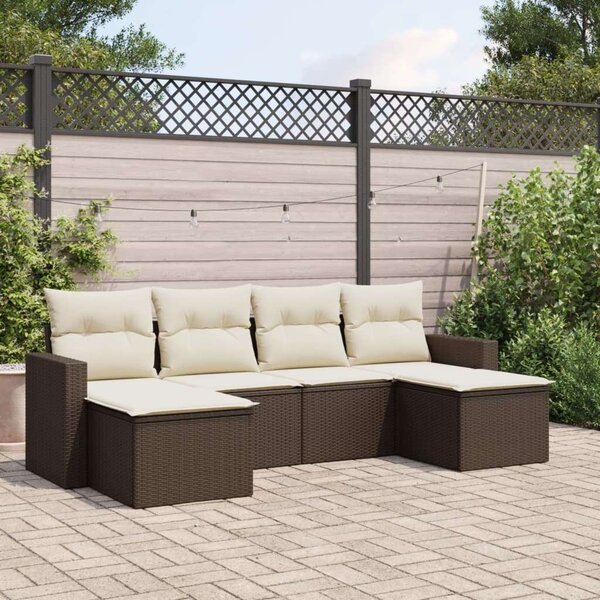 VidaXL Polyrattan Kerti Ülőgarnitúra - 6 részes - Barna