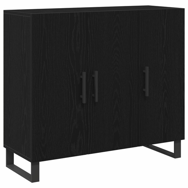 VidaXL 3 ajtós tálaló szekrény Fekete tölgy 90x34x80 cm Műgyanta