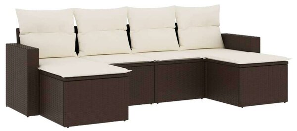 VidaXL Polyrattan Kerti Ülőgarnitúra - 6 részes - Barna