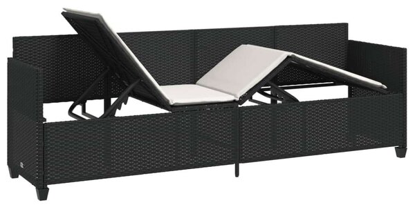 VidaXL fekete polyrattan napozóágy párnával
