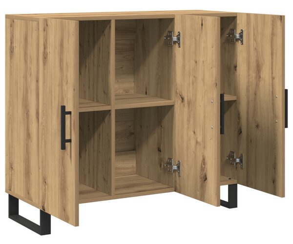 VidaXL 3 ajtós oldalszekrény Kézműves tölgy 90x34x80 cm Műszaki fa