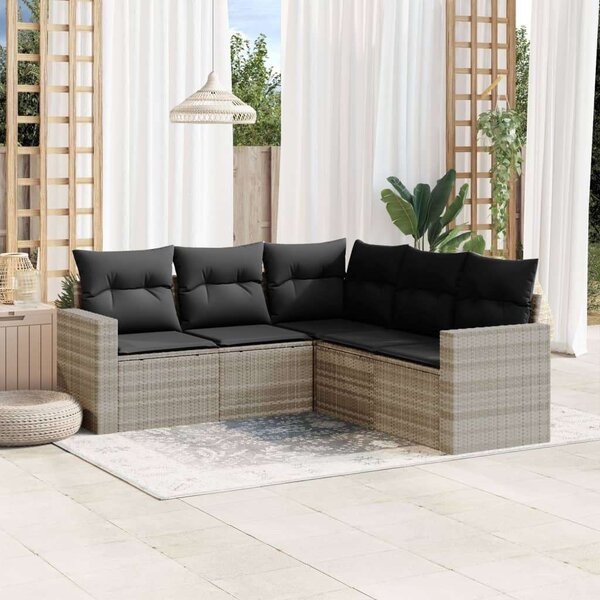 VidaXL Polyrattan Kerti Ülőgarnitúra - 5 részes - Világosszürke