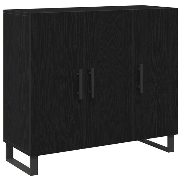VidaXL 3 ajtós tálaló szekrény Fekete tölgy 90x34x80 cm Műgyanta
