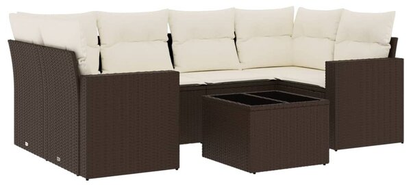 VidaXL 7 részes barna polyrattan kerti ülőgarnitúra párnákkal