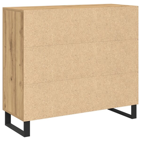 VidaXL 3 ajtós oldalszekrény Kézműves tölgy 90x34x80 cm Műszaki fa