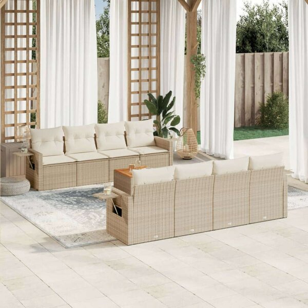 VidaXL Polyrattan Kerti Ülőgarnitúra - 9 részes - Bézs