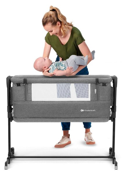 Kinderkraft Neste Grow Co-Sleeper kiságy, sötétszürke