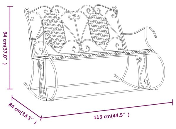 Kétszemélyes fekete acél hintapad 113 cm