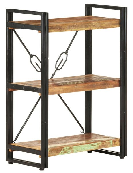 3 szintes tömör újrahasznosított fa könyvespolc 60 x 30 x 80 cm