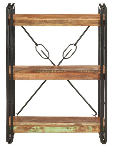3 szintes tömör újrahasznosított fa könyvespolc 60 x 30 x 80 cm