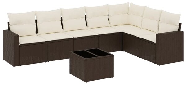VidaXL 8 részes barna polyrattan kerti ülőgarnitúra párnákkal