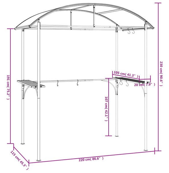 Grillező Pavilon - Acél - 220x115x230 cm