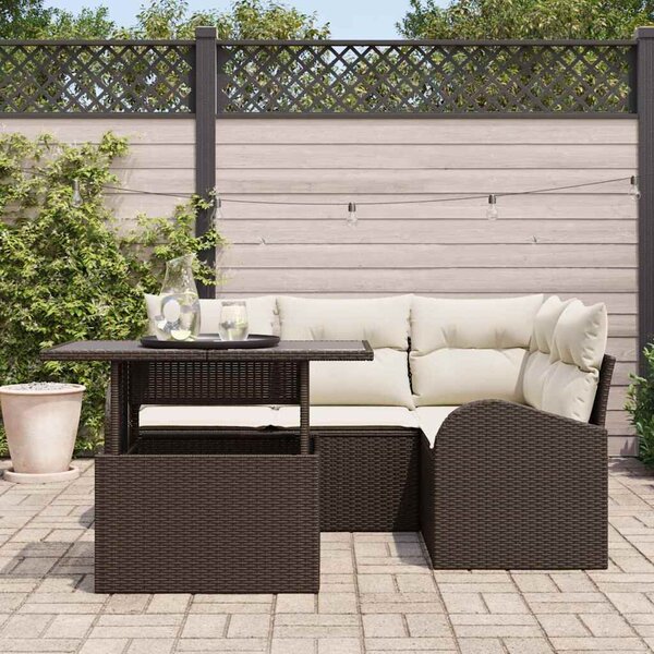 VidaXL Kerti Kanapé Szett párnával tárolóval 5 pcs Barna Poli rattan