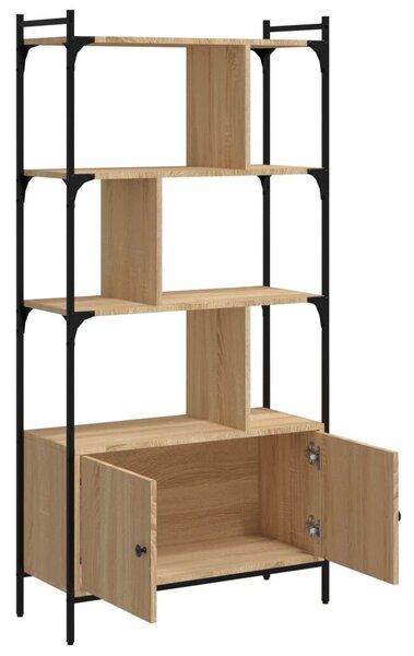 Sonoma tölgy szerelt fa könyvespolc ajtókkal 76,5x30x154,5 cm