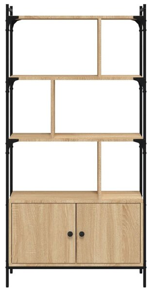 Sonoma tölgy szerelt fa könyvespolc ajtókkal 76,5x30x154,5 cm