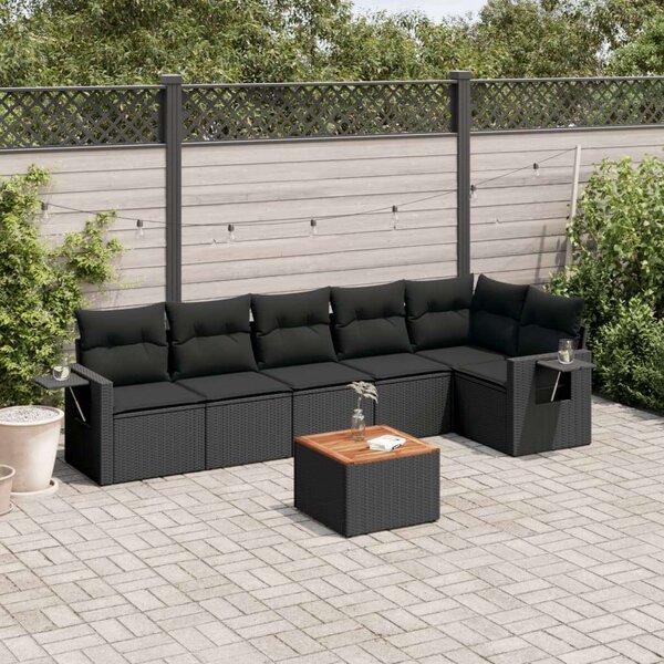 VidaXL Polyrattan Kerti Ülőgarnitúra - 7 részes - Fekete