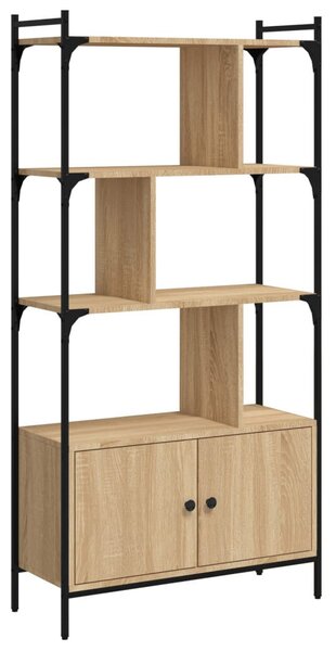 Sonoma tölgy szerelt fa könyvespolc ajtókkal 76,5x30x154,5 cm
