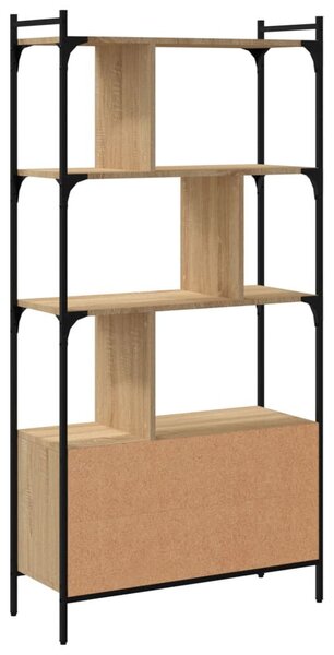 Sonoma tölgy szerelt fa könyvespolc ajtókkal 76,5x30x154,5 cm